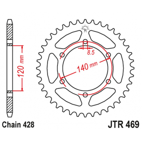 JT 2021/12 ZĘBATKA TYLNA 469 44 KAWASAKI KE 175 '79-83', KV 175 '81-89' (46944JT) (ŁAŃC.428) NA ZAMÓWIENIE