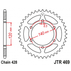 JT 2021/12 ZĘBATKA TYLNA 469 53 KAWASAKI KE 175 '79-83', KV 175 '81-89' (46953JT) (ŁAŃC.428) NA ZAMÓWIENIE