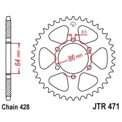 JT 2021/12 ZĘBATKA TYLNA 471 45 KAWASAKI KE 125 '76-87', KE 175 '76-78' (47145JT) (ŁAŃC.428) NA ZAMÓWIENIE