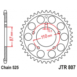 JT 2021/12 ZĘBATKA TYLNA 828 49 SUZUKI GSF 650 BANDIT '07-15, GSX 650 '08-16, GSF/GSX 400 BANDIT '90-92, SV 650 '99-13 (82849JT)