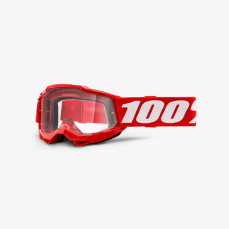 100 PROCENT (2022) ACCURI 2 YOUTH GOGGLE RED - CLEAR LENS - GOGLE ACCURI 2 YOUTH KOLOR CZERWONY/BIAŁY SZYBKA PRZEŹROCZYSTA