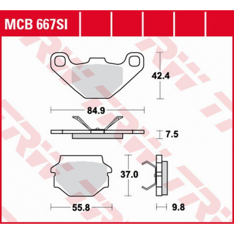 TRW LUCAS ZF KLOCKI HAMULCOWE KH067 SINTER OFFROAD APRILIA MX 125 '03-'07, RX 125 '00-'01, CAGIVA WMX 125 '89-, TYŁ