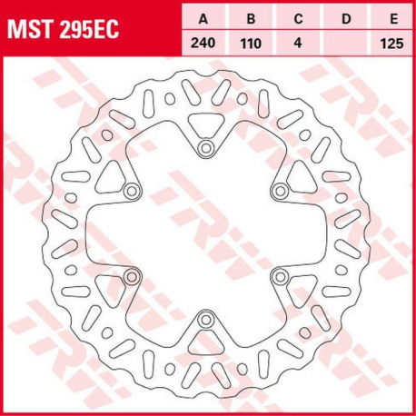 TRW LUCAS ZF TARCZA HAMULCOWA TYŁ BETA RR 250/300/350 '13-, RR 390/430/480 '15-, RR 400/450/498 '12-'14 (240X110X4MM) WAVE