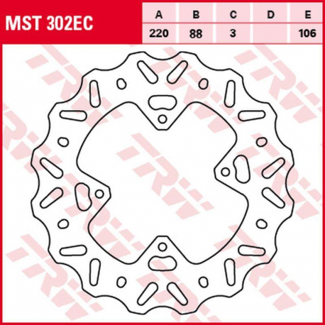 TRW LUCAS ZF TARCZA HAMULCOWA PRZÓD HONDA CR 80R '96-'02, CR 85R '03-'08, CRF 150R '07-'15 (220X88X3MM) WAVE