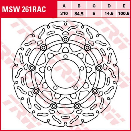 TRW LUCAS ZF TARCZA HAMULCOWA PRZÓD TRIUMPH DAYTONA 600 '03-'04, SPEED FOUR '02-'05, TT 600 '00-'03, DAYTONA 675 '06-'12, STREET