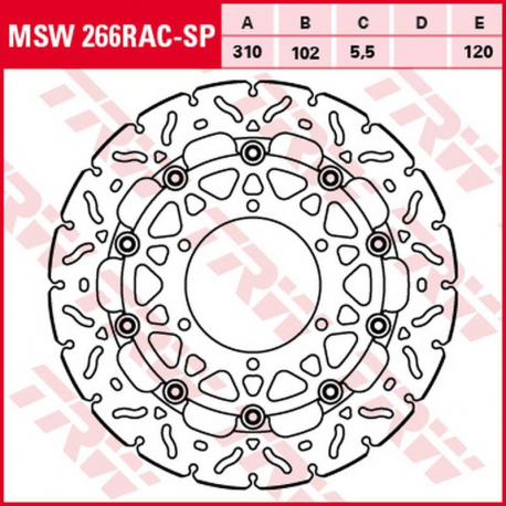 TRW LUCAS ZF TARCZA HAMULCOWA PRZÓD SUZUKI GSX-R 600 '08-'16, GSX-R 750 '08-'16, GSX-R 1000 '07-'16 (310X102X5,5MM) WAVE