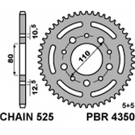 PBR 2022/03 ZĘBATKA TYLNA 4350 43 C45 HONDA CB 500 '94-'03, CB 750 '91-'03, VT 600 SHADOW '90-'04 (JTR1332.43) (ŁAŃC. 525)