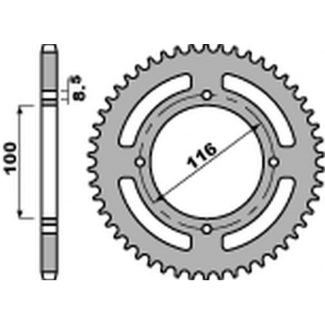 PBR 2022/03 ZĘBATKA TYLNA 467 53 C45 KAWASAKI KX 80/85 '86-'12 (JTR461.53) (ŁAŃC. 420)