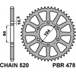 PBR 2022/03 ZĘBATKA TYLNA 478 47 C45 KAWASAKI Z 1000/SX '03-'20, ZX-10R/RR '04-'20, ZX-6R '98-'20, ER-6N '06-'17, VERSYS 650 '07