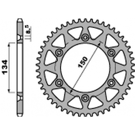 PBR 2022/03 ZĘBATKA TYLNA 489 45 F KAWASAKI KX/KXF 125/250 '84-'20, KDX 200/220/250 '84-'06 (JTR489.45) (ŁAŃC. 520)