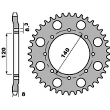 PBR 2022/03 ZĘBATKA TYLNA 506 46 C45 KAWASAKI KLR 600 '84-'90 (JTR477.46) (ŁAŃC. 520) (STD.+3)