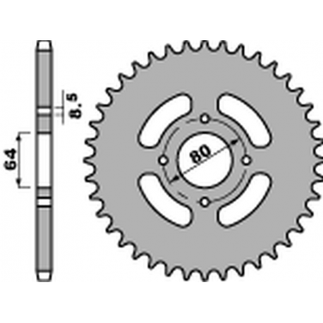 PBR 2022/03 ZĘBATKA TYLNA 838 46 F YAMAHA YBR 125 '05-'14, RD 125 '75-'81, DT 100 '76-'80 (JTR838.46) (ŁAŃC.428)