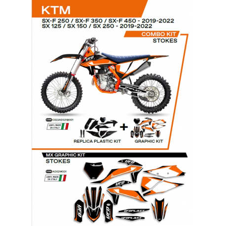 UFO 2022/06 KOMPLET PLASTIKÓW PLUS KOMPLET NAKLEJEK (OKLEIN) KTM SX 125 '19-'22 STOKES KOLOR CZARNY