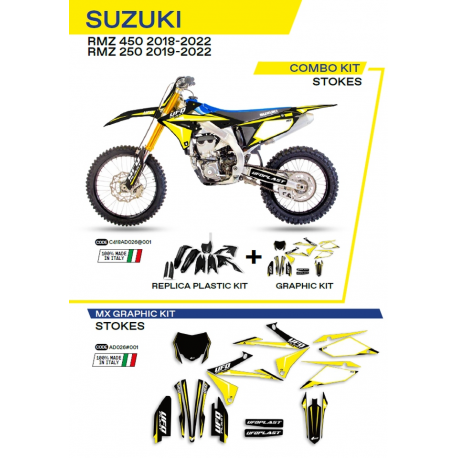 UFO 2022/06 KOMPLET PLASTIKÓW PLUS KOMPLET NAKLEJEK (OKLEIN) SUZUKI RMZ 250 '19-'22 STOKES KOLOR CZARNY