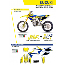 UFO 2022/06 KOMPLET PLASTIKÓW PLUS KOMPLET NAKLEJEK (OKLEIN) SUZUKI RMZ 250 '19-'22 STOKES KOLOR ŻÓŁTY