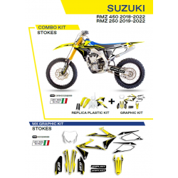 UFO 2022/06 KOMPLET PLASTIKÓW PLUS KOMPLET NAKLEJEK (OKLEIN) SUZUKI RMZ 250 '19-'22 STOKES KOLOR OEM (BIAŁY/ŻÓŁTY/CZARNY)