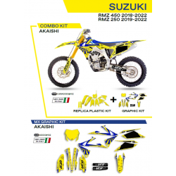 UFO 2022/06 KOMPLET PLASTIKÓW PLUS KOMPLET NAKLEJEK (OKLEIN) SUZUKI RMZ 250 '19-'22 AKAISHI KOLOR ŻÓŁTY