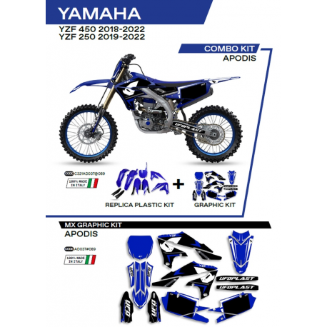 UFO 2022/06 KOMPLET PLASTIKÓW PLUS KOMPLET NAKLEJEK (OKLEIN) YAMAHA YZF 250 '19-'22 APODIS KOLOR NIEBIESKI