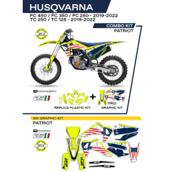 UFO 2022/06 KOMPLET PLASTIKÓW PLUS KOMPLET NAKLEJEK (OKLEIN) HUSQVARNA TC 125 '19-'22 PATRIOT KOLOR ŻÓŁTY NEON