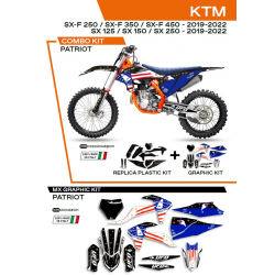 UFO 2022/06 KOMPLET PLASTIKÓW PLUS KOMPLET NAKLEJEK (OKLEIN) KTM SX 125 '19-'22 PATRIOT KOLOR CZARNY