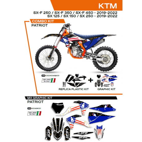 UFO 2022/06 KOMPLET PLASTIKÓW PLUS KOMPLET NAKLEJEK (OKLEIN) KTM SX 125 '19-'22 PATRIOT KOLOR CZARNY