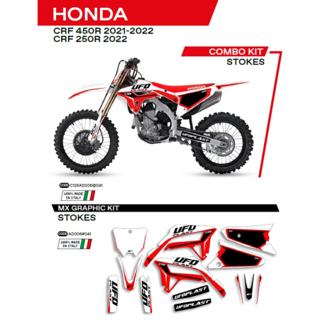 UFO 2022/06 KOMPLET NAKLEJEK (OKLEIN) HONDA CRF 250R '22 STOKES KOLOR BIAŁY