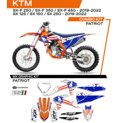 UFO 2022/06 KOMPLET NAKLEJEK (OKLEIN) KTM SX 125 '19-'22 PATRIOT KOLOR OEM (BIAŁY/NIEBIESKI)