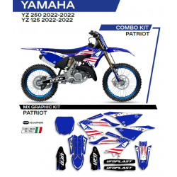 UFO 2022/06 KOMPLET NAKLEJEK (OKLEIN) YAMAHA YZ 125 '22 PATRIOT KOLOR OEM (BIAŁY/NIEBIESKI)