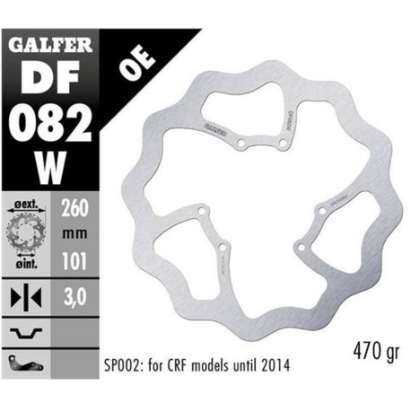 GALFER 2022/04 TARCZA HAMULCOWA PRZÓD HONDA CRF 250R/300R/450R/RX/L/RS '15- WAVE (260X101X3MM)