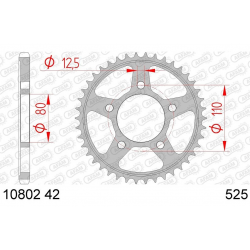 AFAM ZĘBATKA TYLNA 4350 42 HONDA CRF 1000 AFRICA TWIN / DCT / ADVENTURE SPORT '16-18 (JTR1332.42) (ŁAŃC. 525) KOLOR SREBRNY