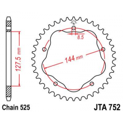 JT ZĘBATKA TYLNA 4320 42 ALUMINIOWA DUCATI 848/916/996/1000/1100 (POTRZEBNY ADAPTER JTA750B) (432042JTA) (ŁAŃC. 525) KOLOR CZARN