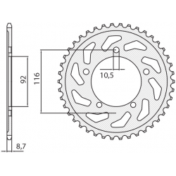 SUNSTAR ZĘBATKA TYLNA 4542 43 KAWASAKI ZZR 1400 '06-'18 (JTR1493.43) (ŁAŃC. 530) (454243JT)