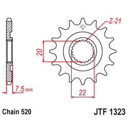 JT WYPRZEDAŻ ZĘBATKA PRZEDNIA 2120 13 HONDA CR 125R '04-'07, CRF 250R/X '04-'17 SAMOOCZYSZCZAJĄCA (JTF1323.13SC)* (ŁAŃC. 520)