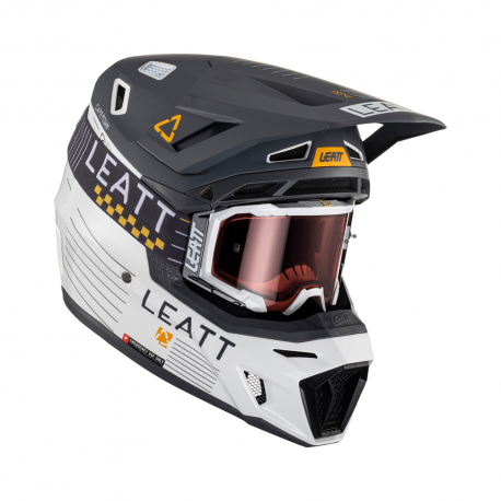 LEATT (NOWOŚĆ 2023) KASK MOTO 8.5 V23 (+ GOGLE VELOCITY 5.5 GRATIS) HELMET KIT METALLIC KOLOR GRAFITOWY/BIAŁY ROZMIAR M (57-58 c