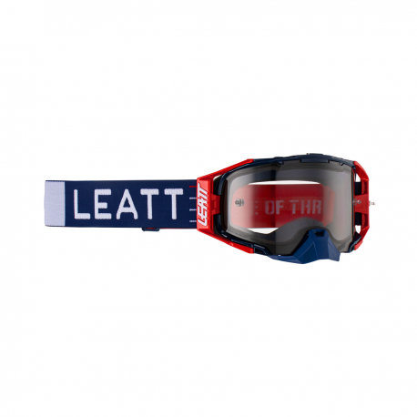 LEATT (NOWOŚĆ 2023) GOGLE VELOCITY 6.5 GOGGLE ROYAL LIGHT GREY 58% - KOLOR CZERWONY/GRANATOWY SZYBKA DYMIONE LUSTRO SZARA