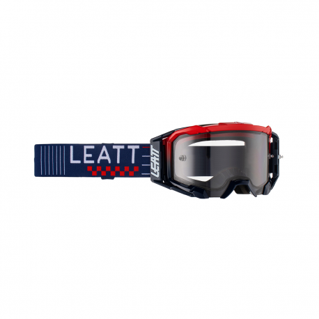 LEATT (NOWOŚĆ 2023) GOGLE VELOCITY 5.5 GOGGLE ROYAL LIGHT GREY 58% - KOLOR GRANATOWY/CZERWONY SZYBKA DYMIONE LUSTRO SZARA