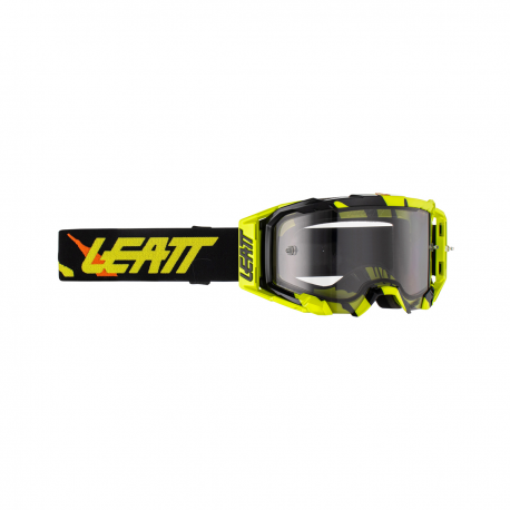 LEATT (NOWOŚĆ 2023) GOGLE VELOCITY 5.5 GOGGLE TIGER LIGHT GREY 58% - KOLOR ŻÓŁTY FLUO/CZARNY SZYBKA DYMIONE LUSTRO SZARA