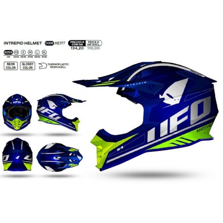 UFO 2022/10 KOLEKCJA 2023 KASK CROSS INTERPID KOLOR NIEBIESKI - ŻÓŁTY FLUO ROZMIAR XL