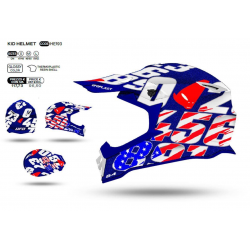 UFO 2022/10 KOLEKCJA 2023 KASK JUNIOR (DZIECIĘCY) CROSS/ENDURO KOLOR NIEBIESKI - POMARAŃCZOWY FLUO - BIAŁY ROZMIAR M