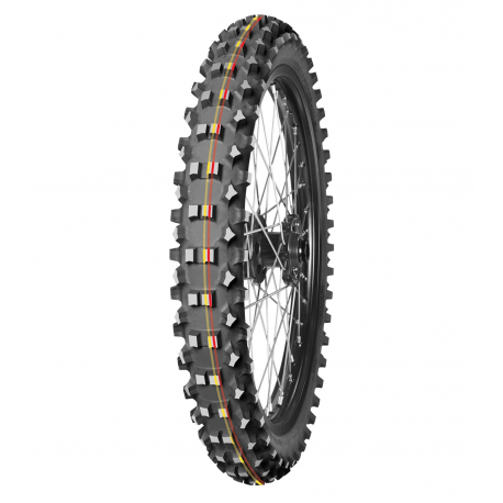 MITAS OPONA 70/100-19 TERRA FORCE MX-SM SOFT/MEDIUM 42M TT PRZÓD (CZERWONY/ŻÓŁTY PASEK) DOT 2022 (DOT:JSDD) (26172)