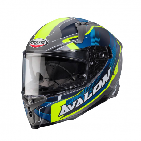 CABERG KASK INTEGRALNY AVALON X OPTIC KOLOR SZARY MAT/NIEBIESKI/ŻÓŁTY FLUO ROZMIAR L