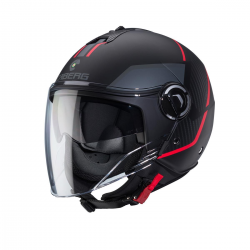 CABERG KASK OTWARTY JET Z BLENDĄ MODEL RIVIERA V4X KOLOR CZARNY MAT/CZERWONY/SZARY ROZMIAR XS