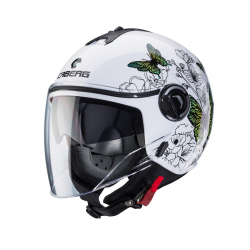 CABERG KASK OTWARTY JET Z BLENDĄ MODEL RIVIERA V4X KOLOR ŻÓŁTY/ZIELONY (MOTYLE/KWIATY) ROZMIAR XS