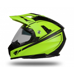 UFO 2023/02 KASK OFFROAD DUAL Z DASZKIEM MODEL ARIES KOLOR ŻÓŁTY FLUO/CZARNY MAT ROZMIAR XL