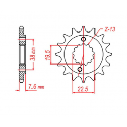 MTX PARTS 2023/03 ZĘBATKA PRZEDNIA 2116 13 SUZUKI LTR 450 '06-'12, LTZ 400 '03-'13, RMX 450 '10-'13, KAWASAKI KFX 400, HYOSUNG T