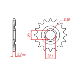 MTX PARTS 2023/03 ZĘBATKA PRZEDNIA 2103 12 YAMAHA YZF 250 '01-'17, WR 250F '01-'17 (JTF1590.12) (ŁAŃC. 520) (JTF1590.12)