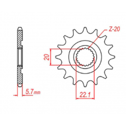 MTX PARTS 2023/03 ZĘBATKA PRZEDNIA 2103 13 YAMAHA YZF 250 '01-'17, WR 250F '01-'17 (JTF1590.13) (ŁAŃC. 520)