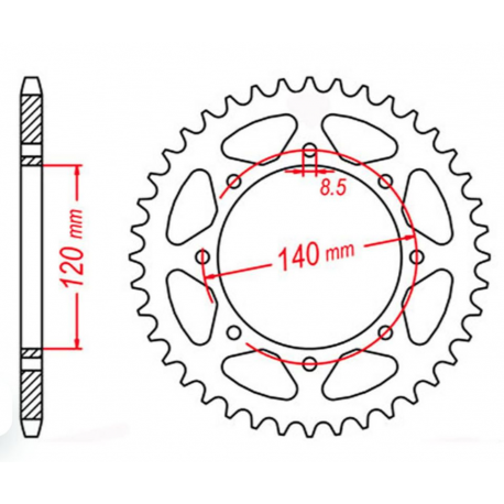 MTX PARTS 2023/03 ZĘBATKA TYLNA 491 44 KAWASAKI KLE 500 '91-'07 (JTR487.44) (ŁAŃC. 520)