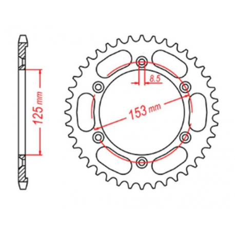 MTX PARTS 2023/03 ZĘBATKA TYLNA 4547 54 HONDA XR 125L '03-'07 (JD19) (JTR1258.54) (ŁAŃC. 428)