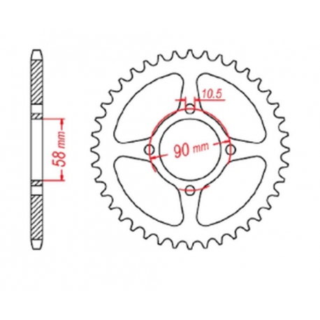 MTX PARTS 2023/03 ZĘBATKA TYLNA 4669 45 HONDA CBR 125 '11-17, CB 125F (GLR125) '15-'17 (JTR1221.45) (ŁAŃC. 428) ( OTWÓR NA ŚRUBĘ